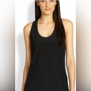 Joie Alicia 100% silk tank, black with silver trim